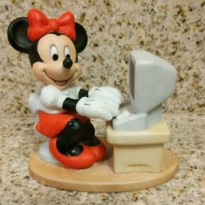 Minnie Mouse at Computer Porcelain Figurine
